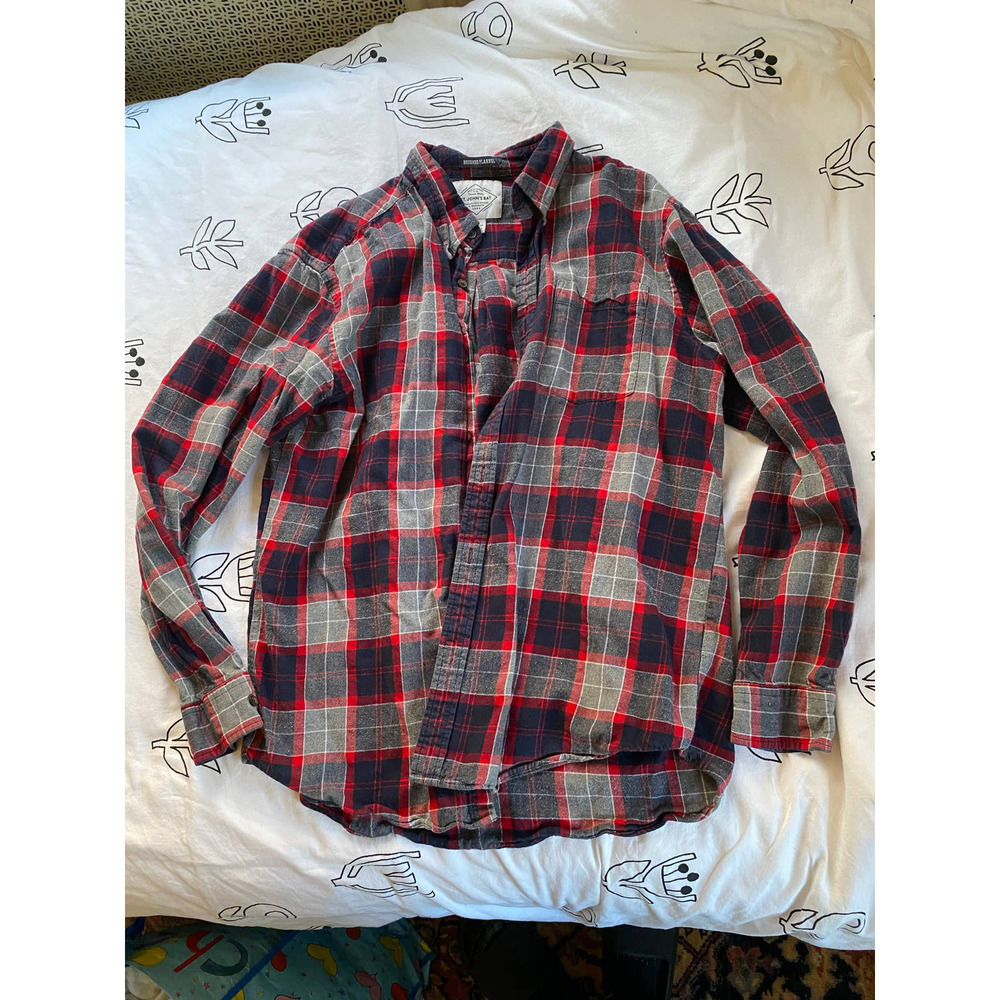St. Johns Bay Mens Red and Gray Flannel Shirt